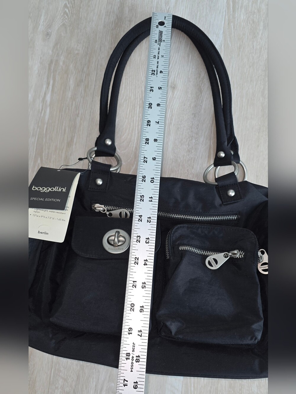 BAGGALLINI Vintage BERLIN CARGO SATCHEL TURN LOCK BLACK ZIP Shoulder Bag Purse